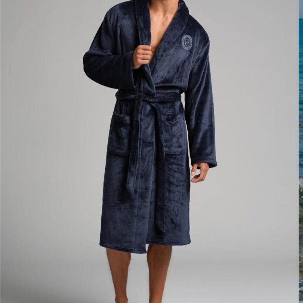 Comfrt Men's Navy and Blue Robe